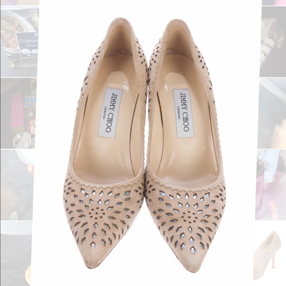 Jimmy Choo Beige Heels with Silver Accents